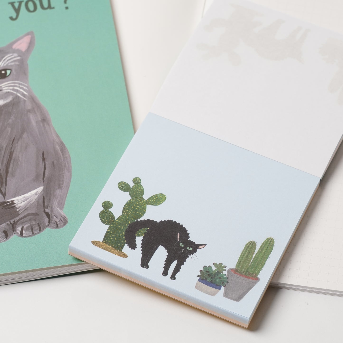 Cat & Memo Pad - Green