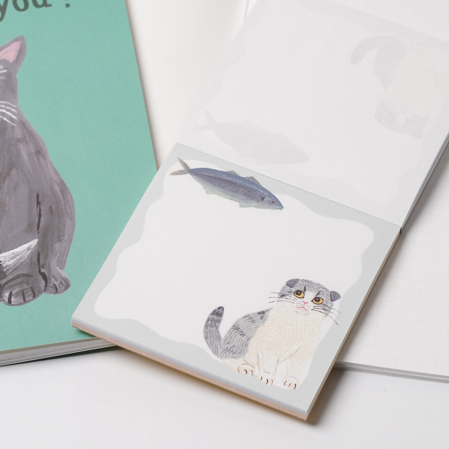 Cat & Memo Pad - Green