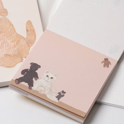 Cat & Memo Pad - Beige
