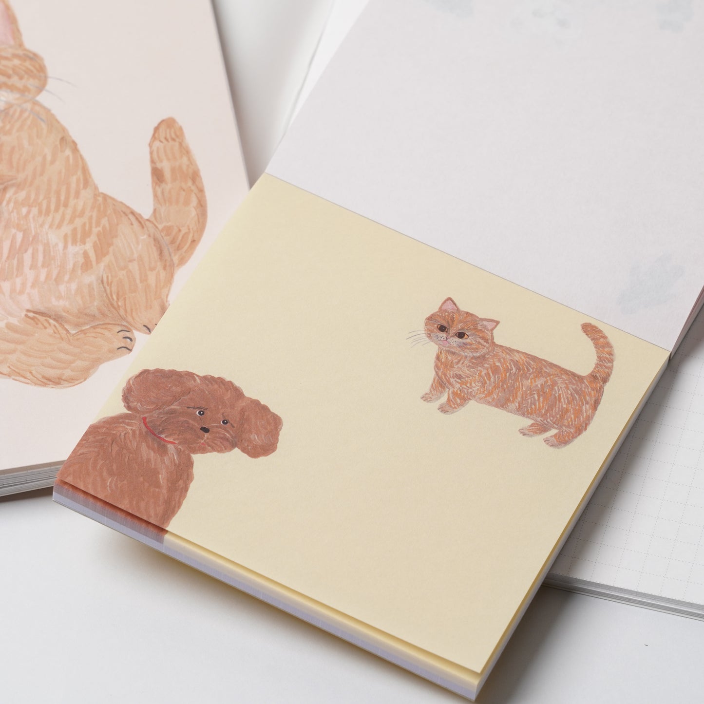 Cat & Memo Pad - Beige