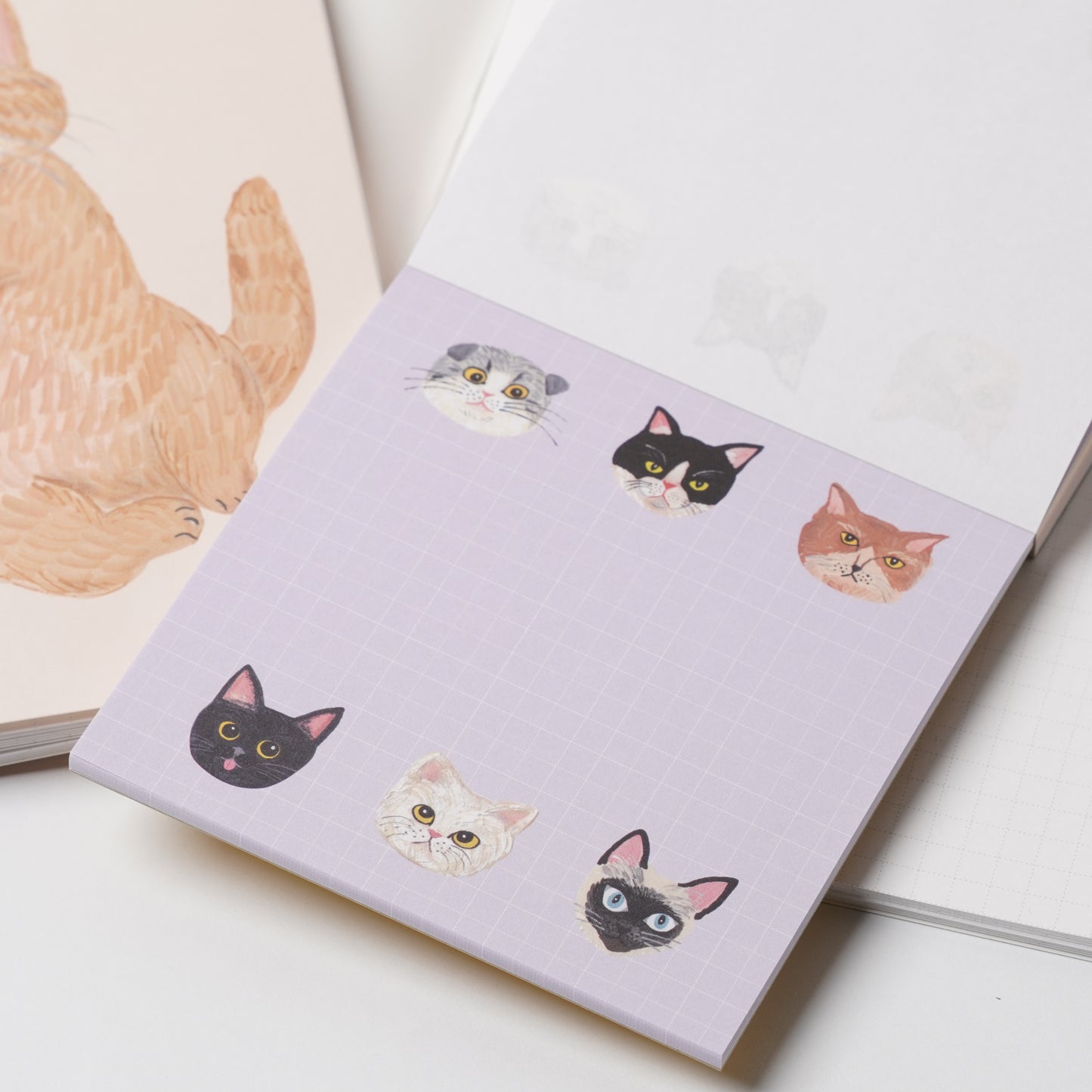 Cat & Memo Pad - Beige