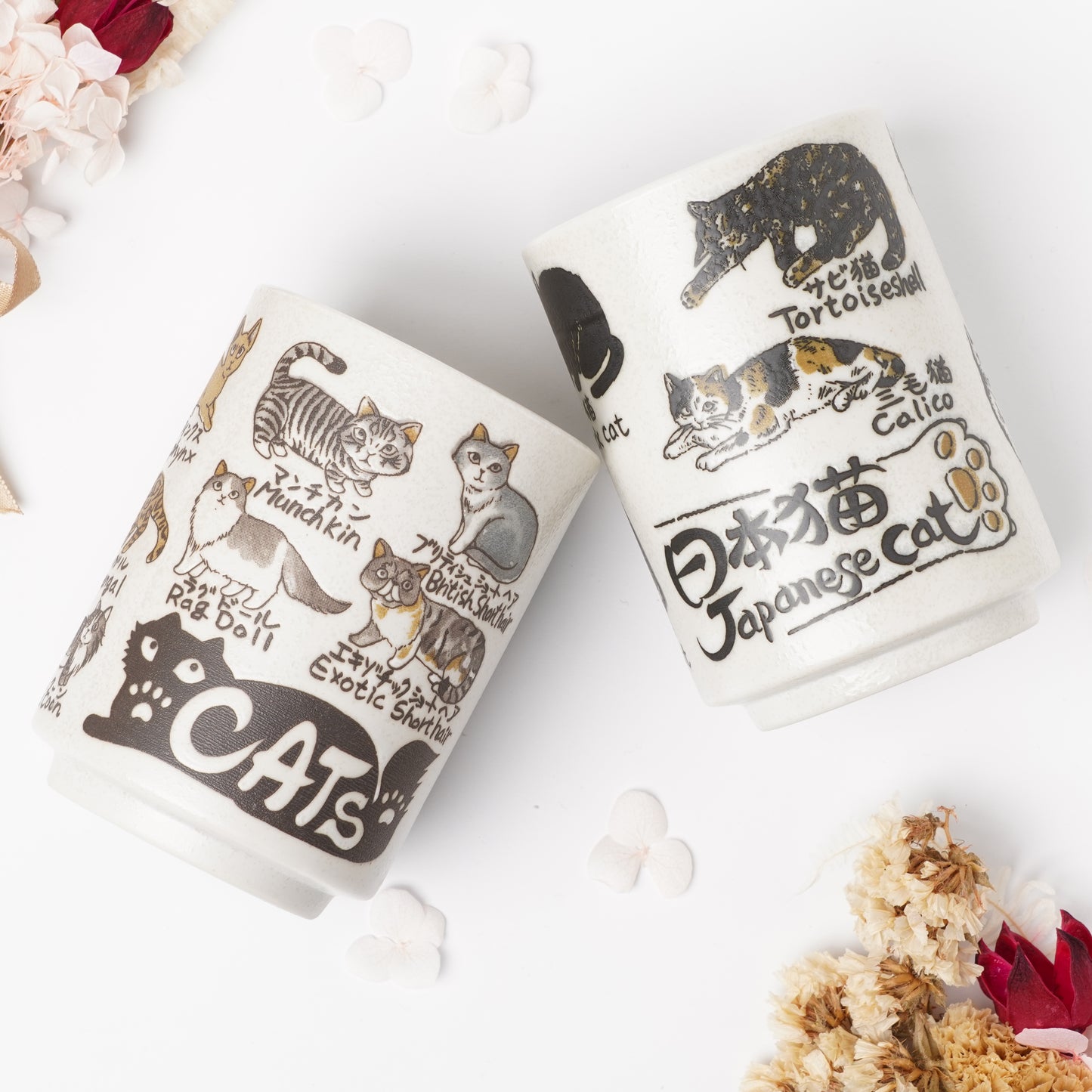 Tea Cup Japanese Cats - Authentic Japanese Yunomi