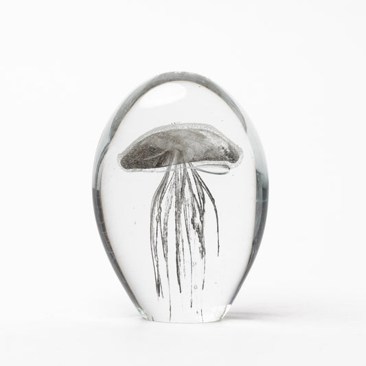 Jellyfish Glass Paper Weight Object White
