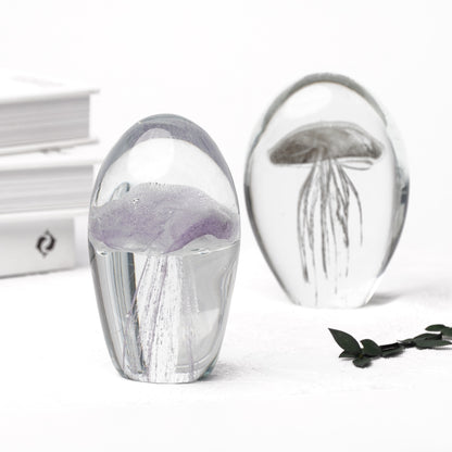 Jellyfish Glass Paper Weight Object Purple