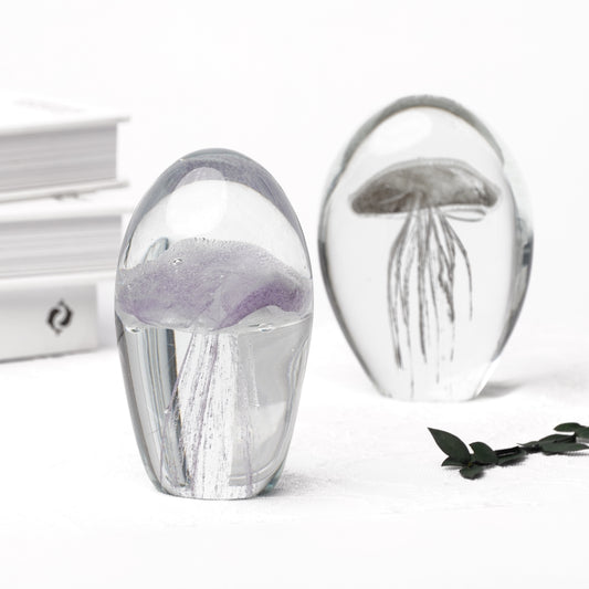 Jellyfish Glass Paper Weight Object Purple
