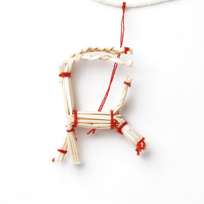 Japanese Natural Straw Christmas Garland – Scandinavian Style Handmade Ornaments, Rustic Boho Holiday Decoration