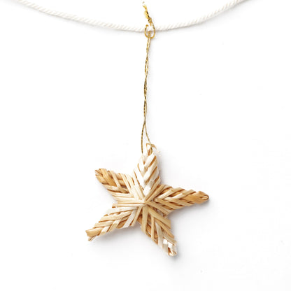 Japanese Natural Straw Christmas Garland – Scandinavian Style Handmade Ornaments, Rustic Boho Holiday Decoration