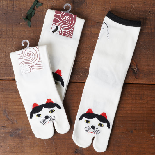 White Fuku Neko Cat Socks