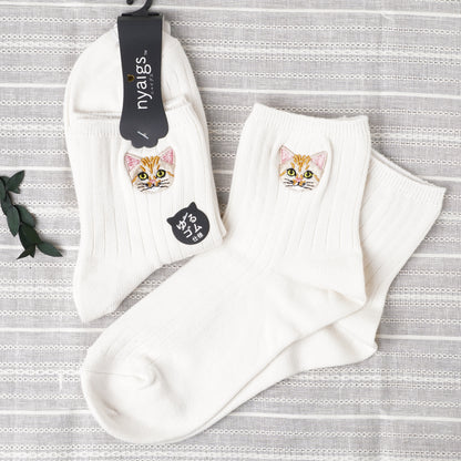 Cute Cat Socks M – Suna Neko Embroidery