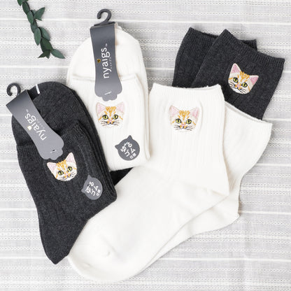 Cute Cat Socks M – Suna Neko Embroidery