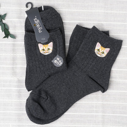 Cute Cat Socks M – Suna Neko Embroidery