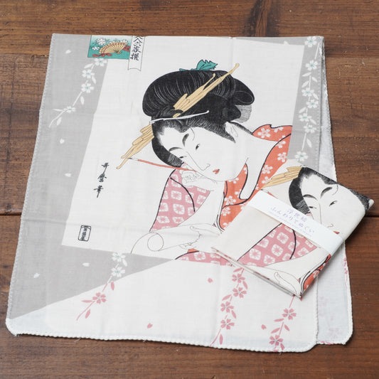 Hanaogi of the Ogiya double gauze hand towel Tenugui Ukiyoe