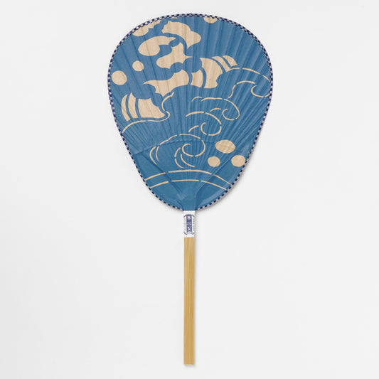 Kurikawa Shoten Uchiwa Fan Light Blue – Traditional Japanese Paper Fan