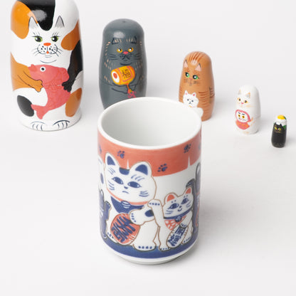 Tea Cup Maneki Neko (Lucky Cat) - Authentic Japanese Yunomi