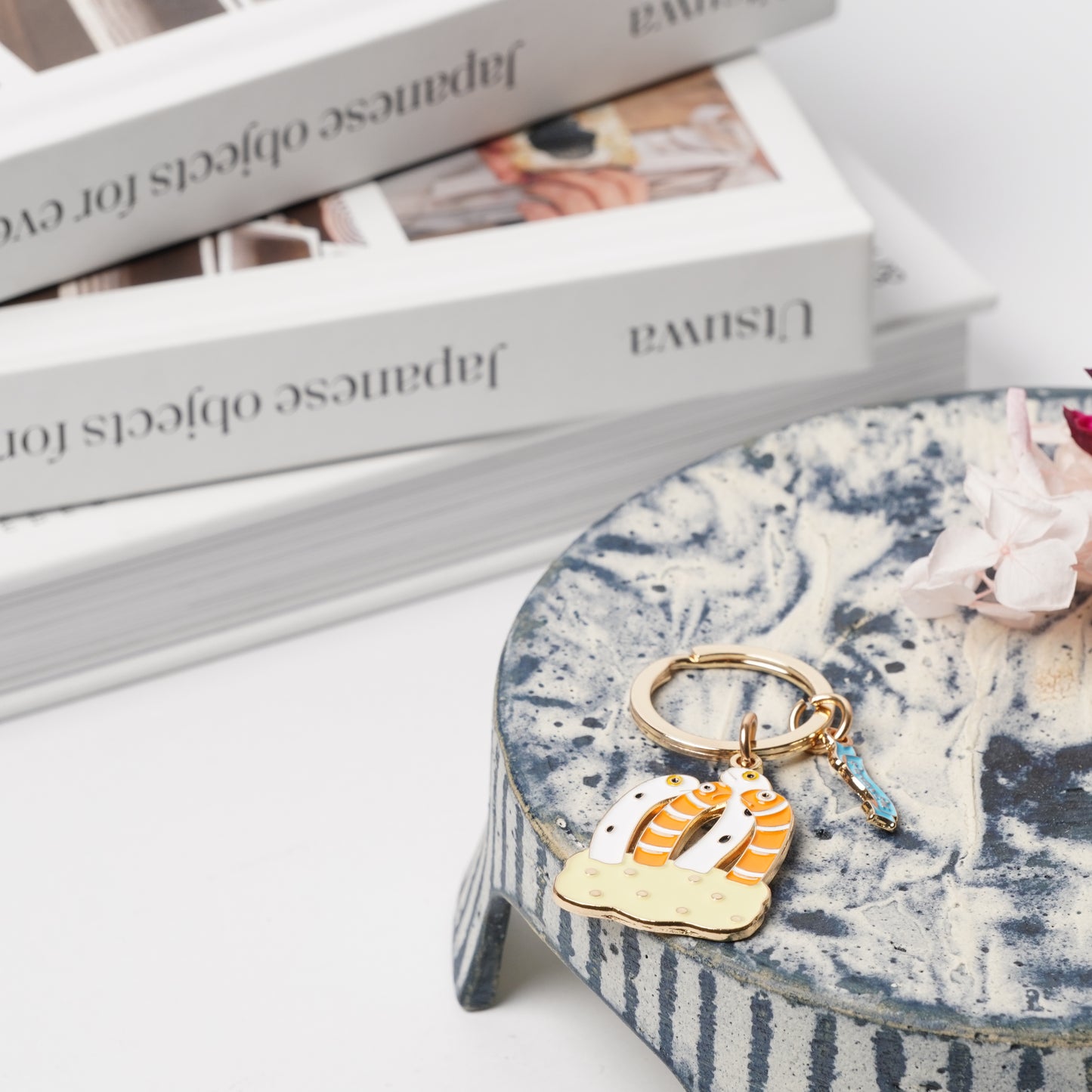 Animal Key Ring with Mini Charm Spotted Garden Eel