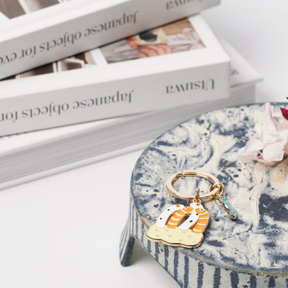 Animal Key Ring with Mini Charm Spotted Garden Eel