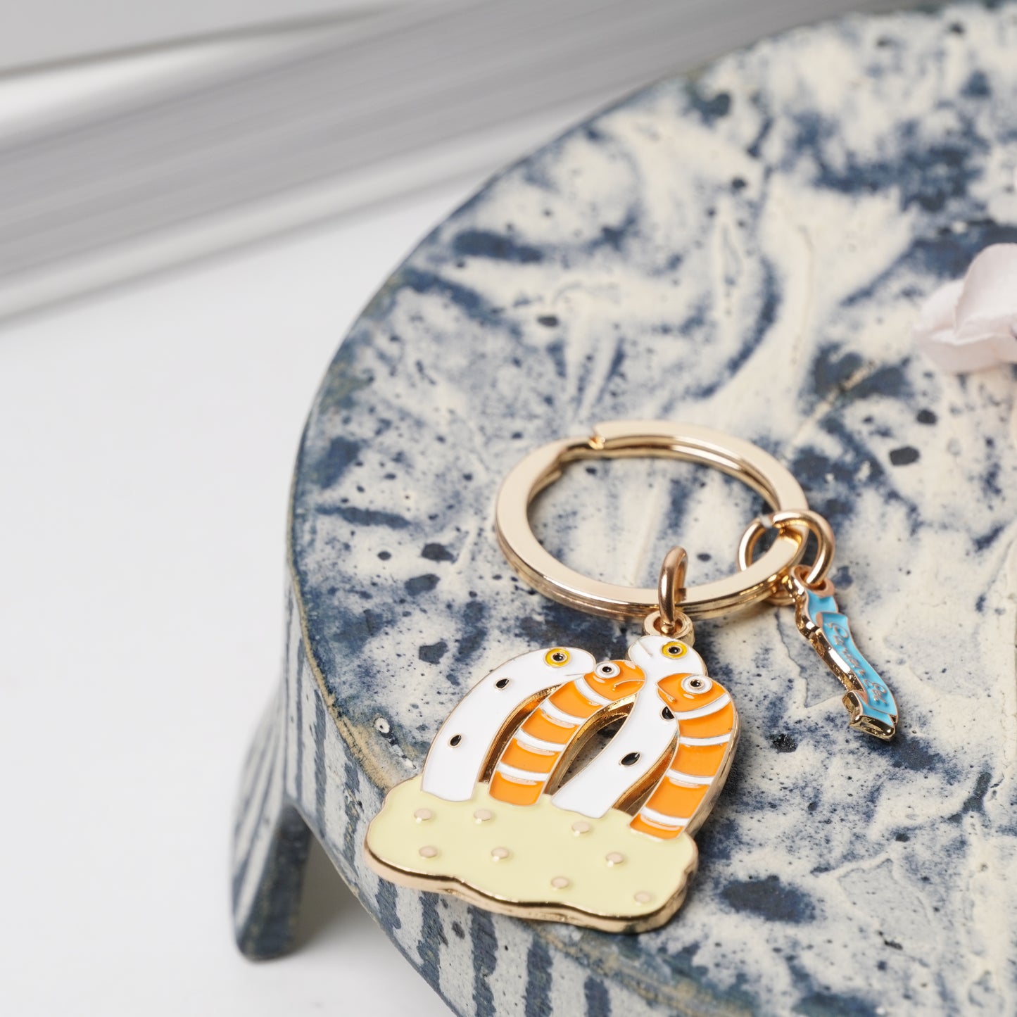 Animal Key Ring with Mini Charm Spotted Garden Eel