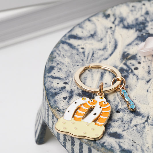 Animal Key Ring with Mini Charm Spotted Garden Eel
