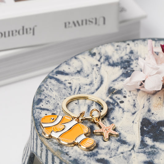 Animal Key Ring with Mini Charm Clownfish