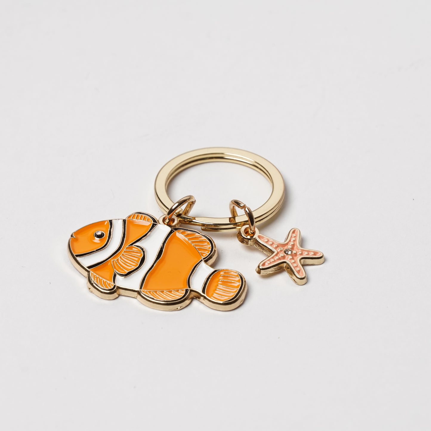 Animal Key Ring with Mini Charm Clownfish