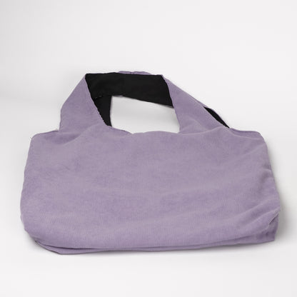 Cat embroidery tote bag corduroy bag H.Lavender