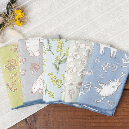 HUMMING Japanese Towel Handkerchief – Mimosa Pattern Mini Towel