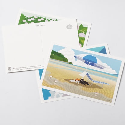 Summer Tabineko Postcard - Parasol