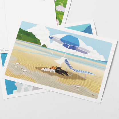 Summer Tabineko Postcard - Parasol