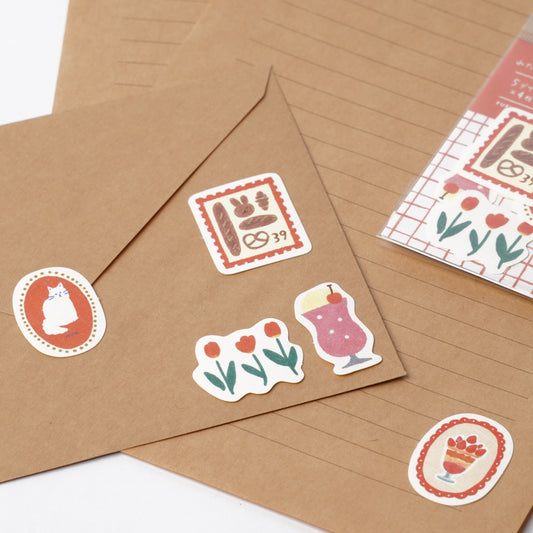 Watashi Biyori Washi Flake Stickers - Red