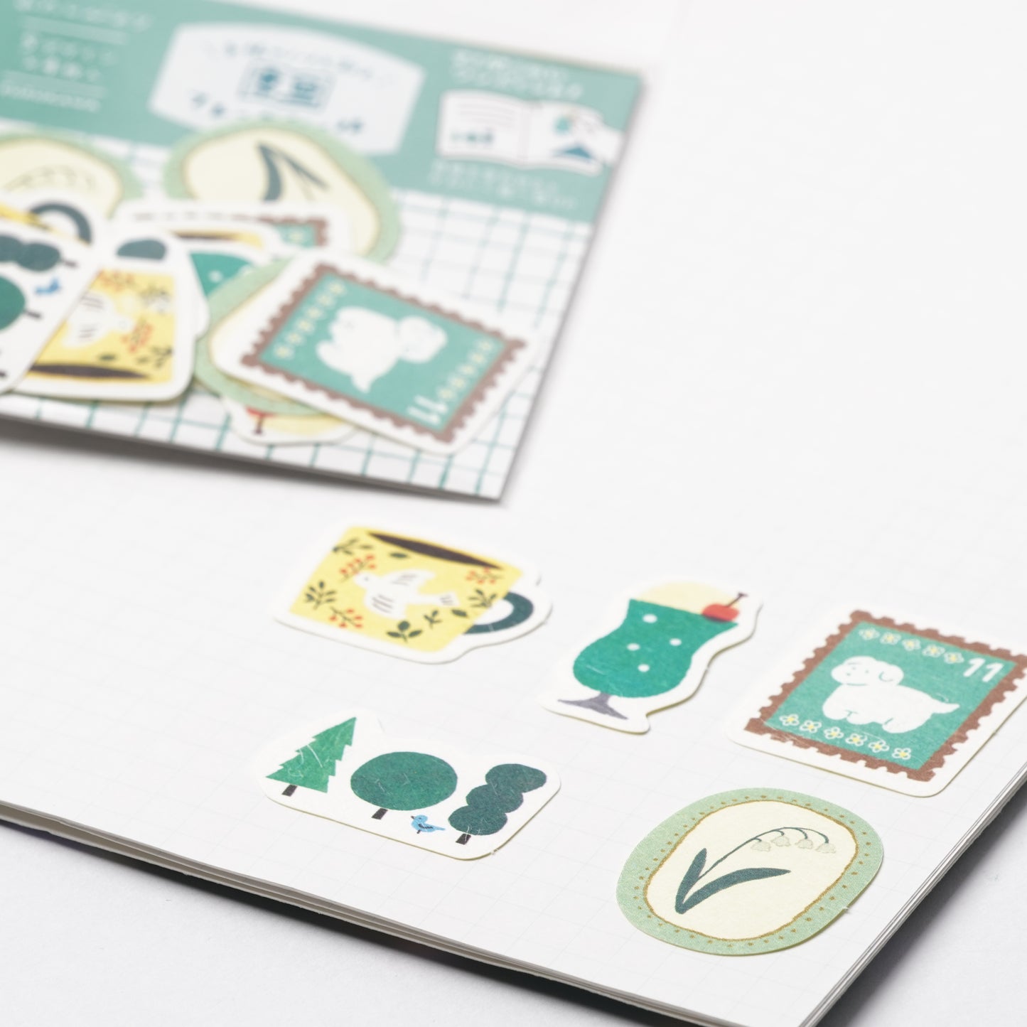 Watashi Biyori Washi Flake Stickers - Green