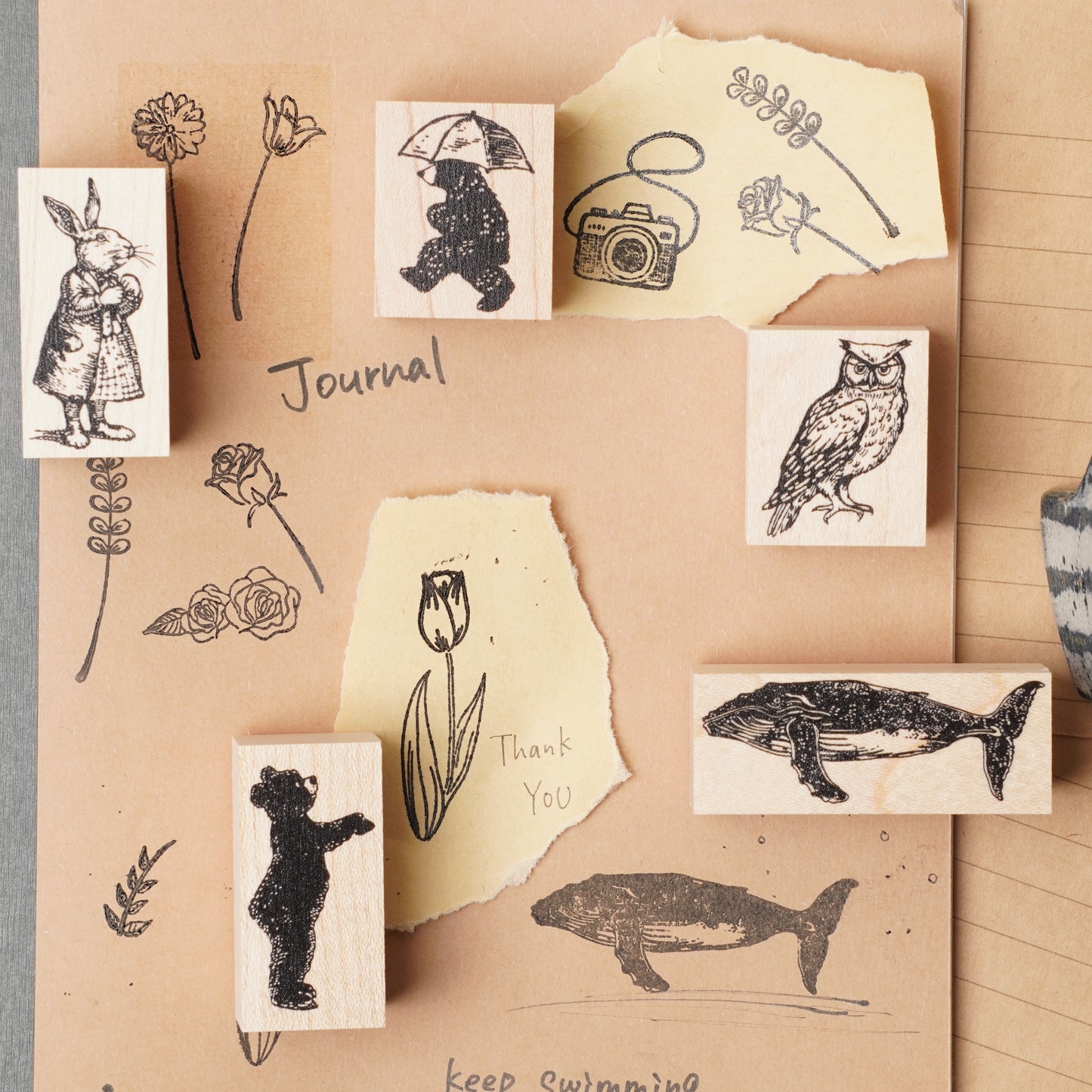Bear Cub Rubber Stamp - Japanese Planner Stamp