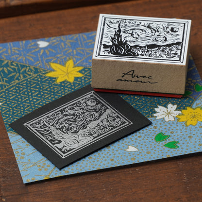 Famous Art Rubber Stamp – Japanese Paintings The starry night stamp