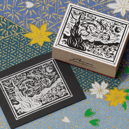 Famous Art Rubber Stamp – Japanese Paintings The starry night stamp