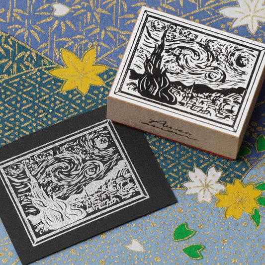 Famous Art Rubber Stamp – Japanese Paintings The starry night stamp
