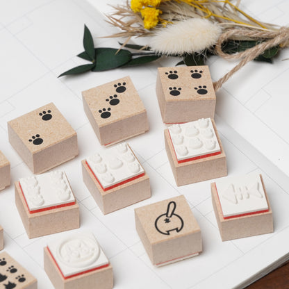 Cute Cat Paw Print Number Stamp Set