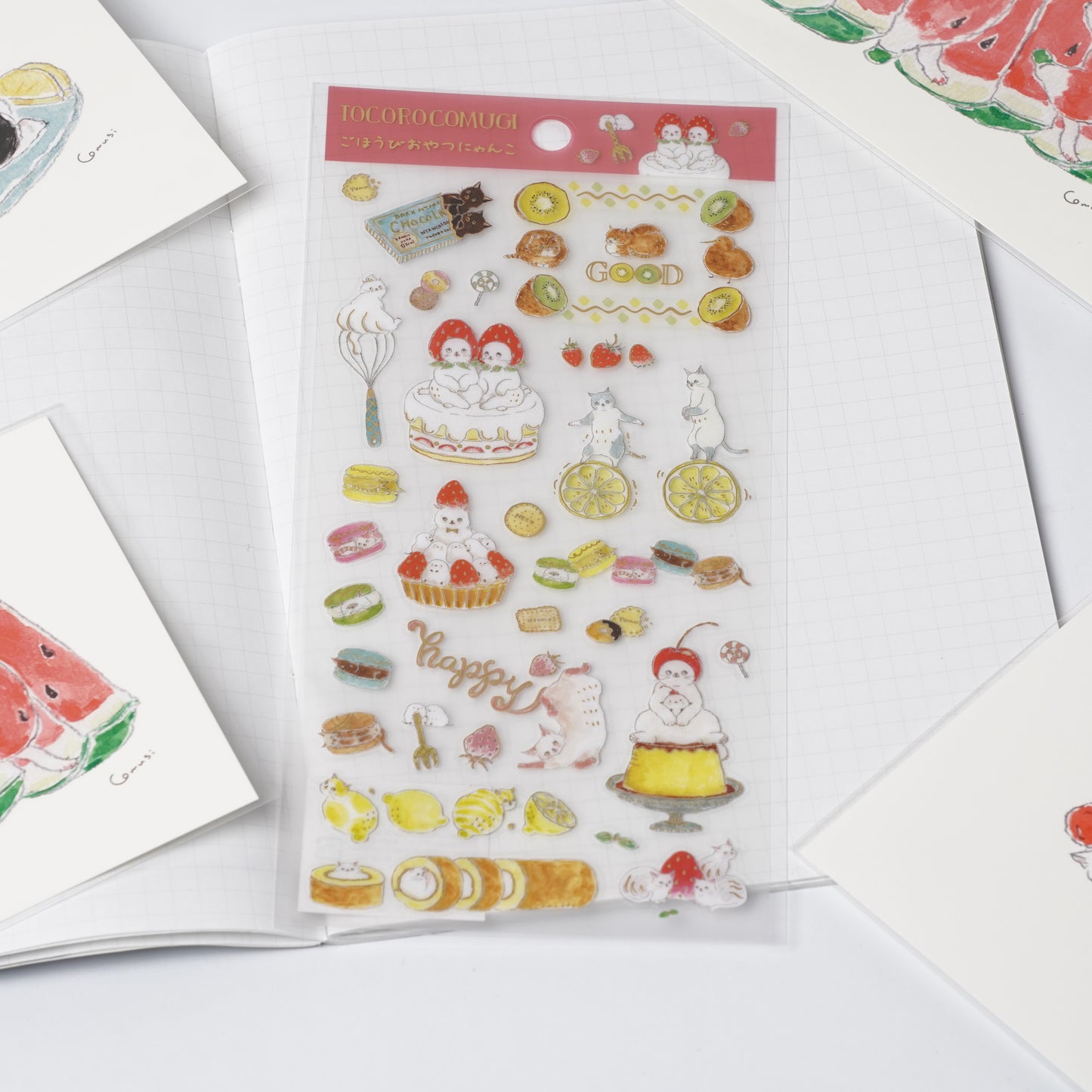 Tocoro Comugi Sticker Sheet - Reward Snack Cat