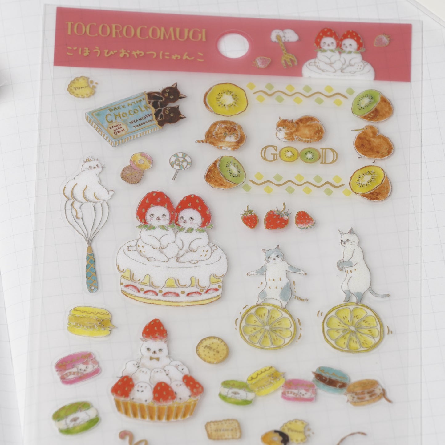 Tocoro Comugi Sticker Sheet - Reward Snack Cat