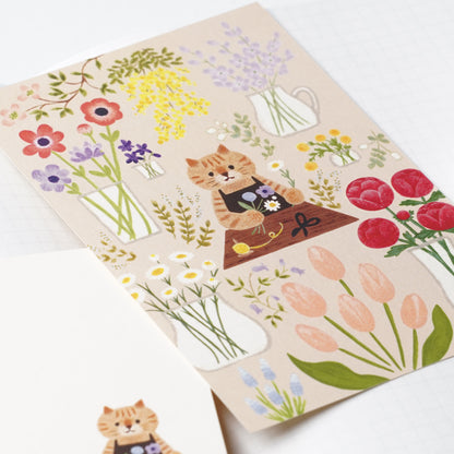 Postcard - Flower Shop Cat