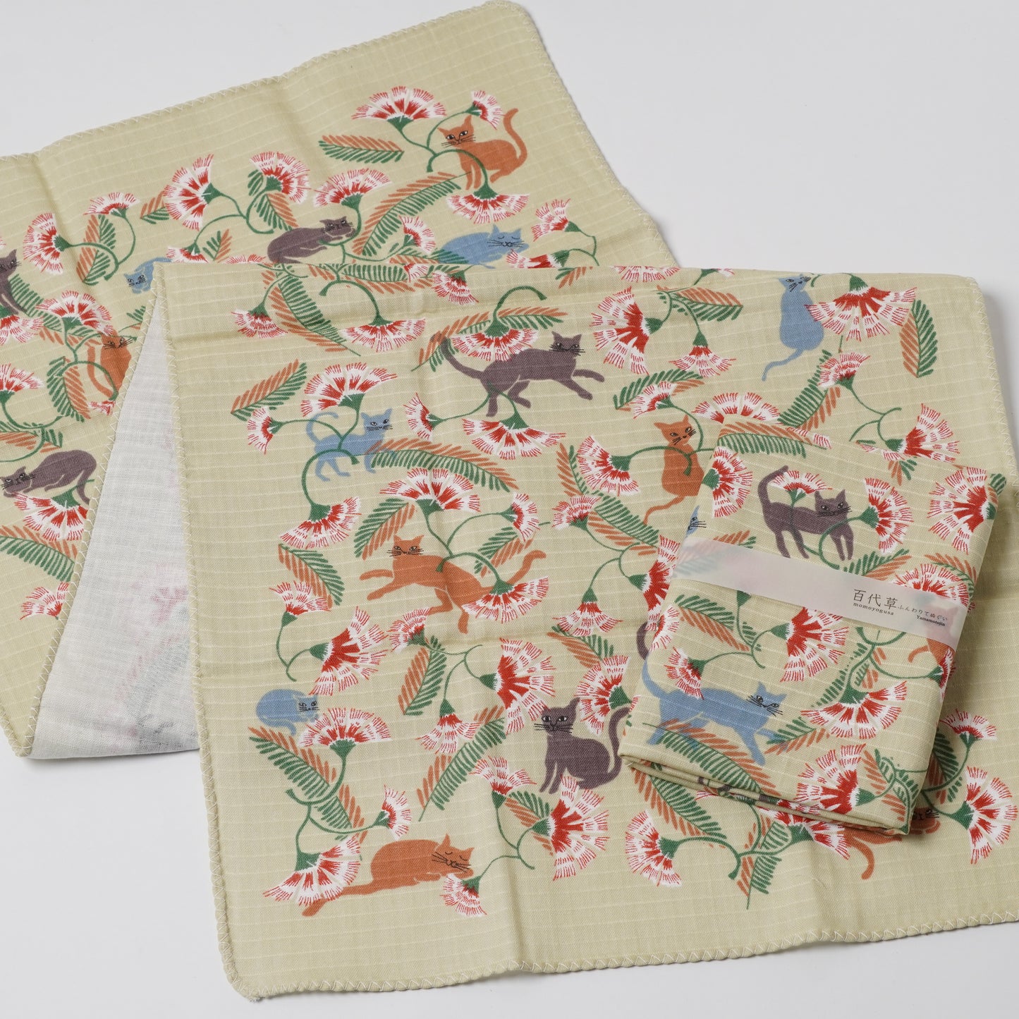 Double Gauze Tenugui Towel - Nadeshiko and 39 Birds Pattern