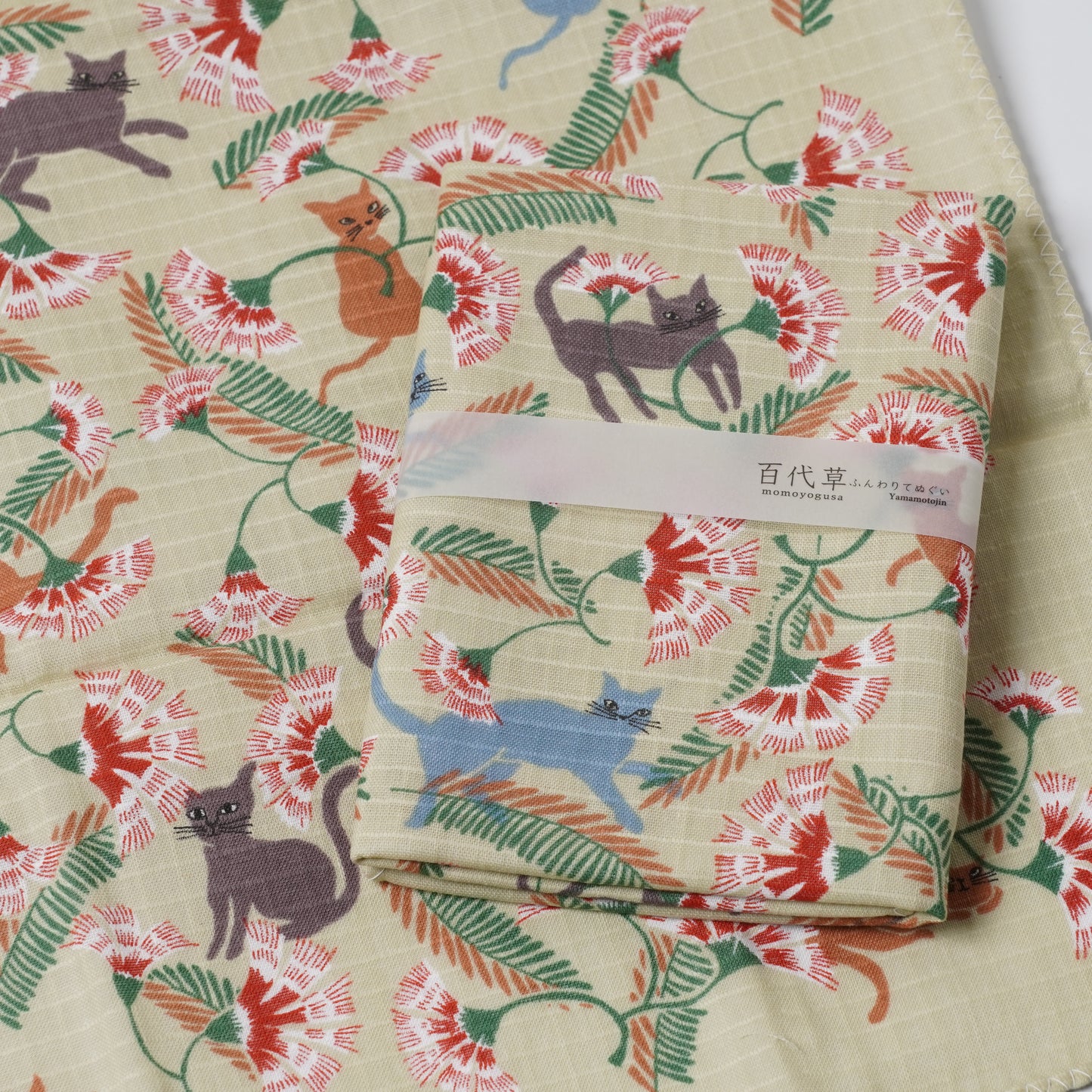 Double Gauze Tenugui Towel - Nadeshiko and 39 Birds Pattern