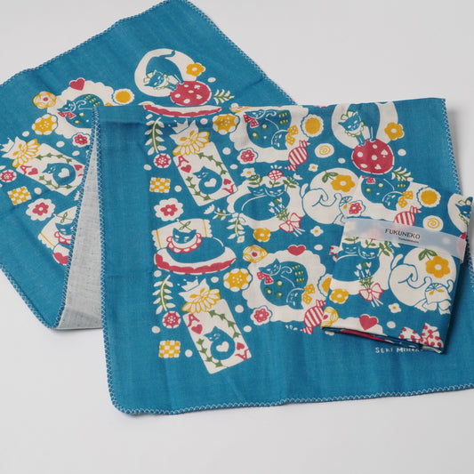 Double Gauze Tenugui Towel - FUKUNEKO Afternoon Cat