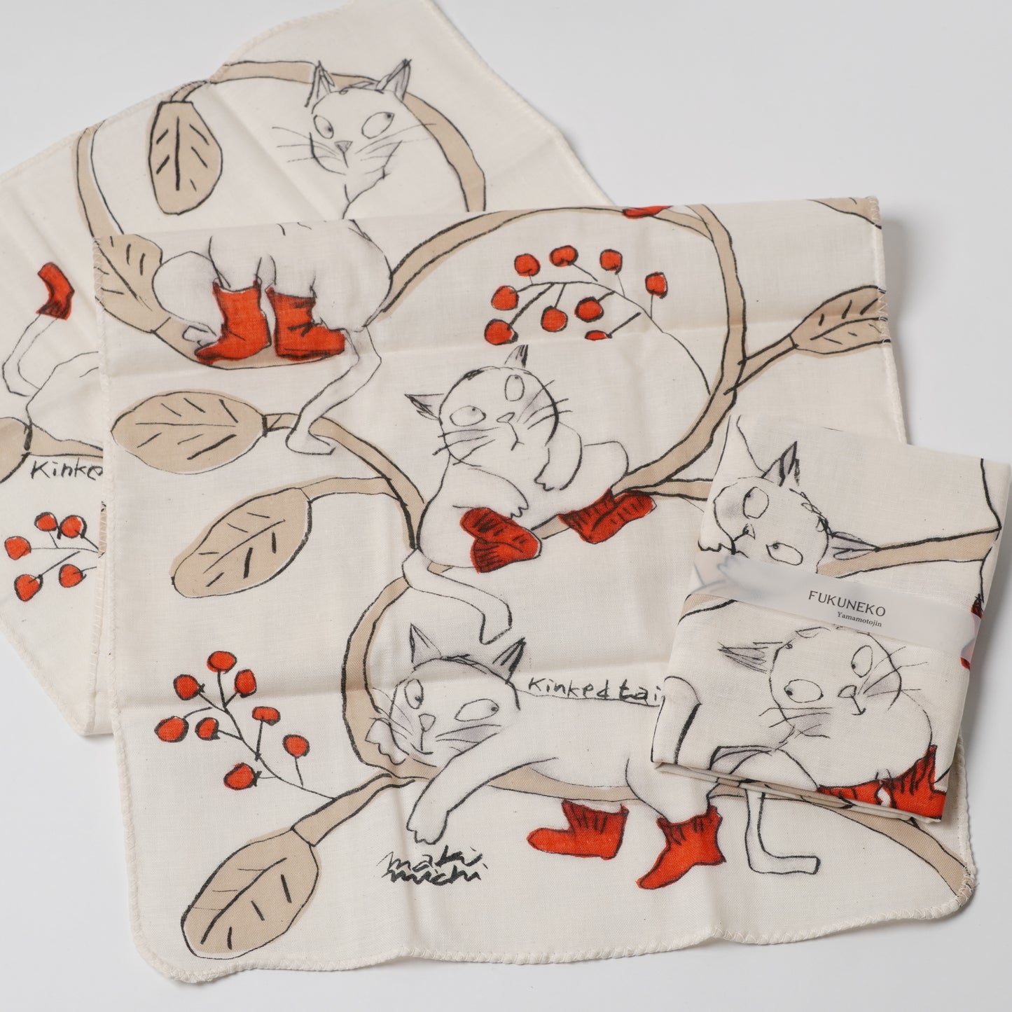 Double Gauze Tenugui Towel - FUKUNEKO Tabi Cat