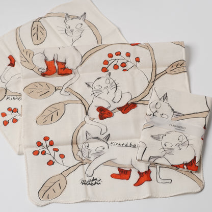 Double Gauze Tenugui Towel - FUKUNEKO Tabi Cat