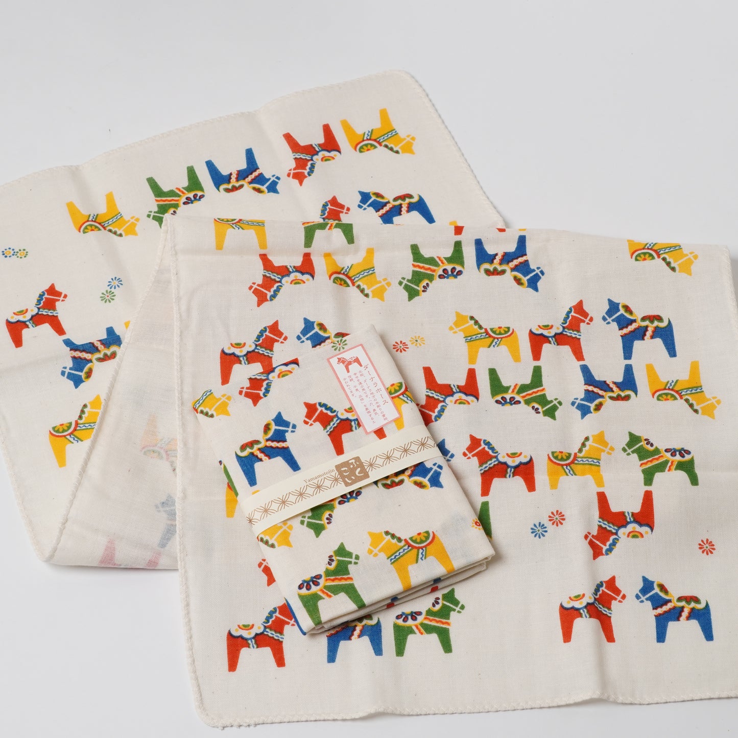 Double Gauze Tenugui Towel - Dala Horse Pattern