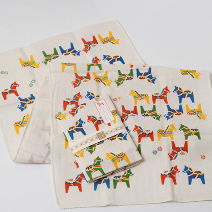Double Gauze Tenugui Towel - Dala Horse Pattern