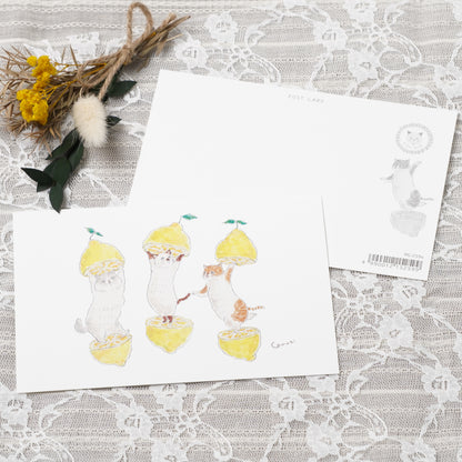 Tocoro Comugi Postcard – Cute Cats and Dreamy Scenes Lemon Cats