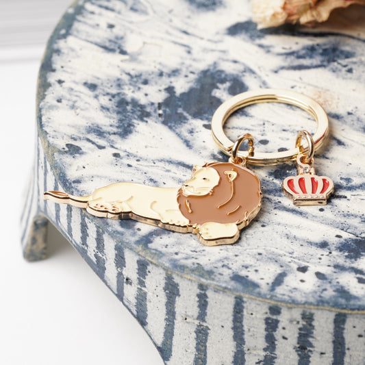 Animal Key Ring with Mini Charm Lion