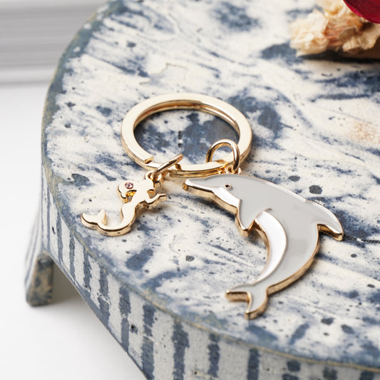 Animal Key Ring with Mini Charm Dolphin