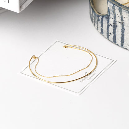 Double Layer Wire Bangle Bracelet - Melody Accessory