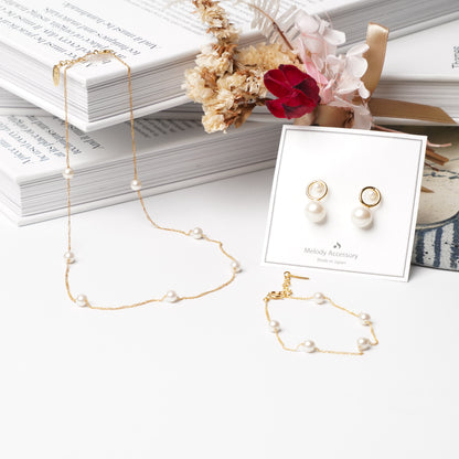 Circle Pearl Pierced Earrings - Melody Accessory